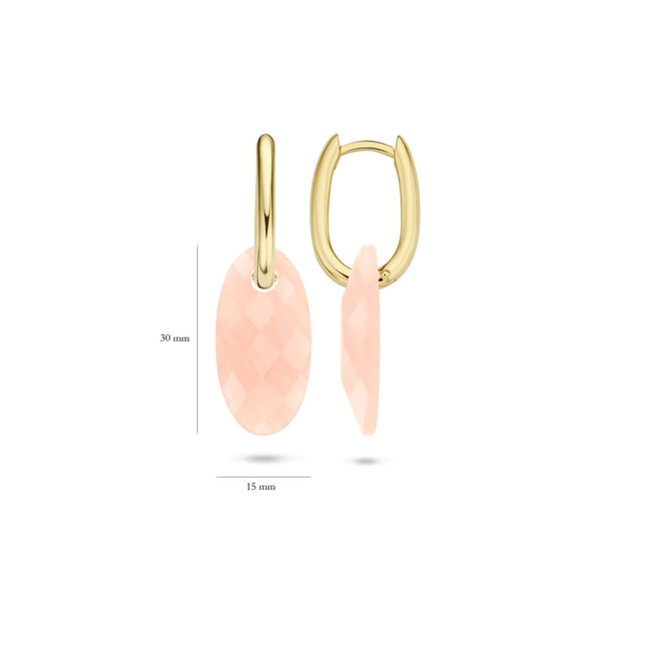 Blush Blush Oorbedels 820PIQL Groot Rose Quartz Ovaal 15mm x 30mm