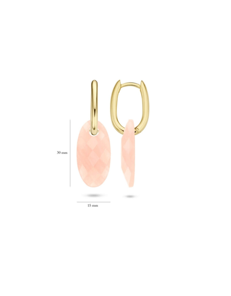 Blush Blush Oorbedels 820PIQL Groot Rose Quartz Ovaal