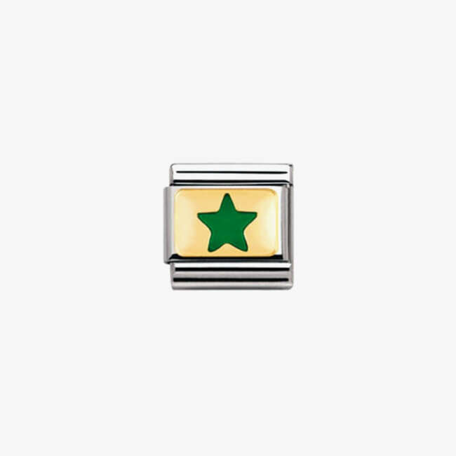 Nomination Nomination Schakel 030209-05 Composable Classic Staal met 18k Geelgouden Groene Ster
