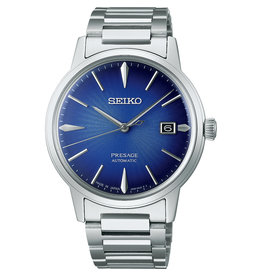 Seiko Seiko SRPJ13J horloge heren automaat Presage in staal met vintage wijzerplaat in two tone blauw