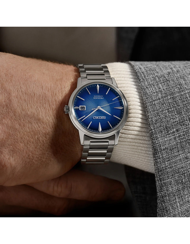 Seiko Seiko Horloge SRPJ13J Presage Automaat Staal met Blauwe Wijzerplaat