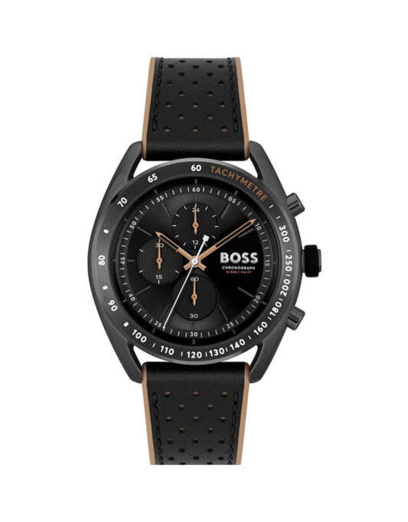 BOSS BOSS Horloge Heren HB1514022 Staal met PVD Chronograaf met Leren Zwarte Horlogeband