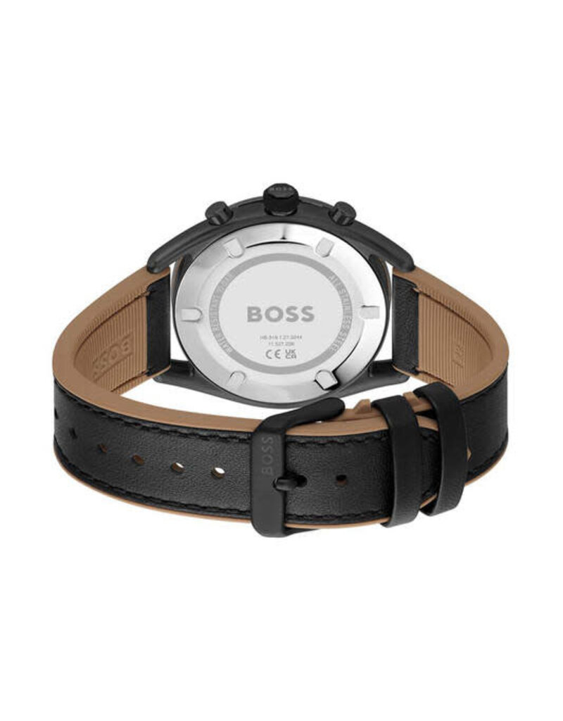 BOSS BOSS Horloge Heren HB1514022 Staal met PVD Chronograaf met Leren Zwarte Horlogeband