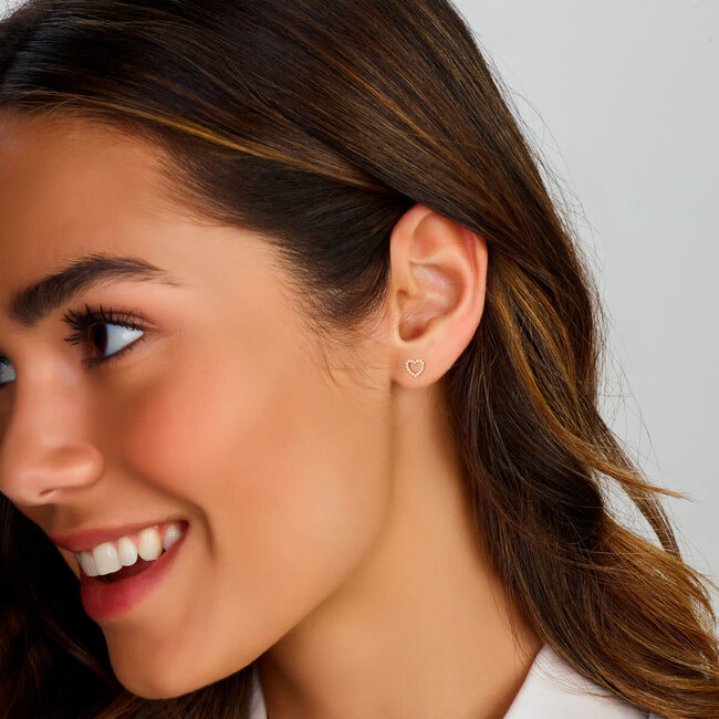 Blinckers Jewellery Huiscollectie BJ Oorbellen 40.25884 14k Geelgoud Oorknoppen Hart met Zirkonia 6,5 x 7mm