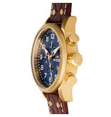 TW Steel TW Steel Horloge Heren VS114 Geelgoud Plating Kast en Donkerblauwe Wijzerplaat en Bruine Croco Horlogeband