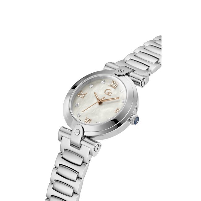 GC Y96003L1MF horloge dames staal 34 mm met Mother of pearl wijzerplaat met rose accenten