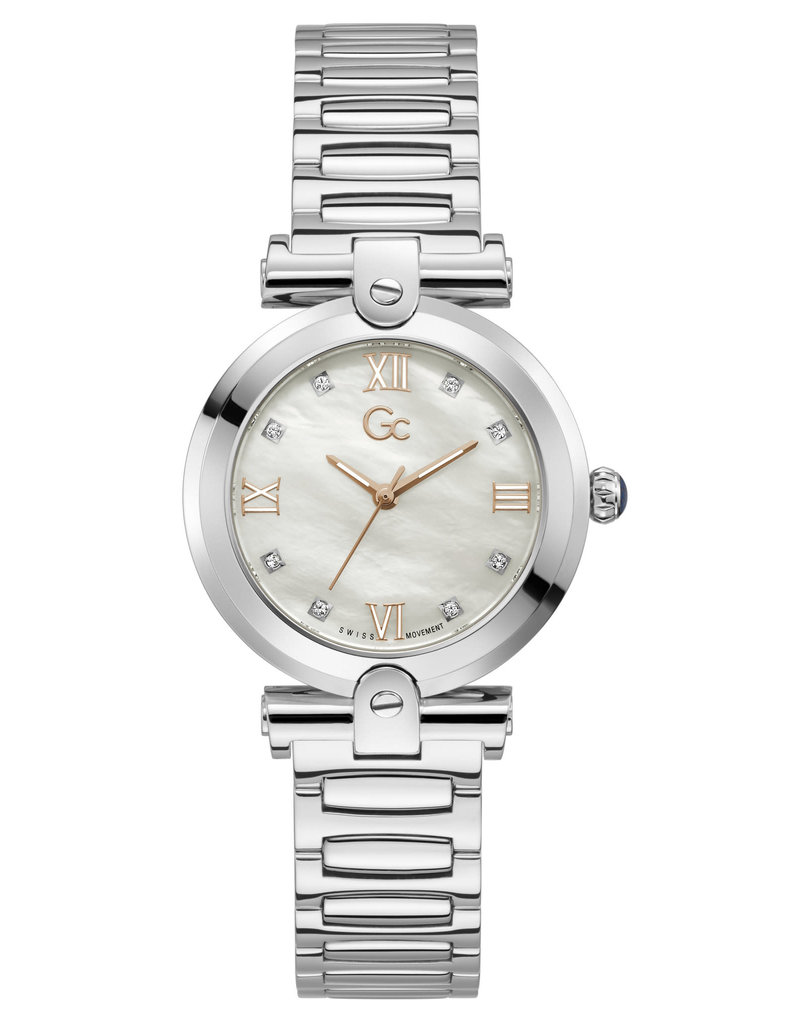 Y96003L1MF horloge dames staal 34 mm met Mother of pearl wijzerplaat met rose accenten