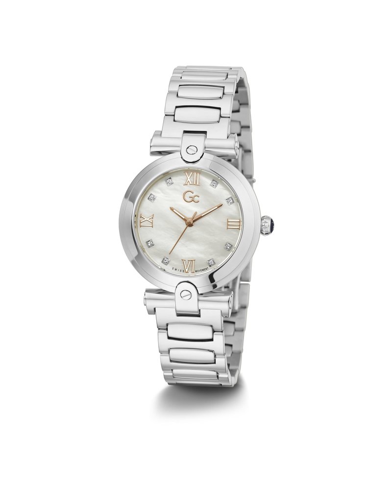 GC Y96003L1MF horloge dames staal 34 mm met Mother of pearl wijzerplaat met rose accenten