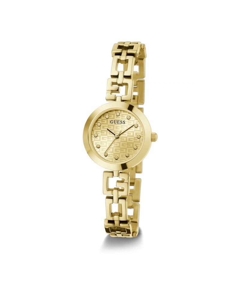 Guess Guess Dames Horloge GW0549L2 Staal met Geelgouden Plating Quartz met Geelgouden Wijzerplaat en Zirkonia 34mm