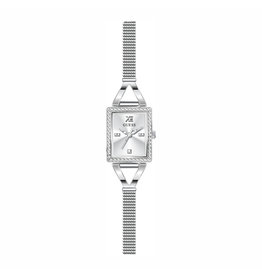 Guess Guess Dames Horloge GW0400L1 Staal Quartz Rectangular met Zilverkleurige Wijzerplaat en Zirkonia