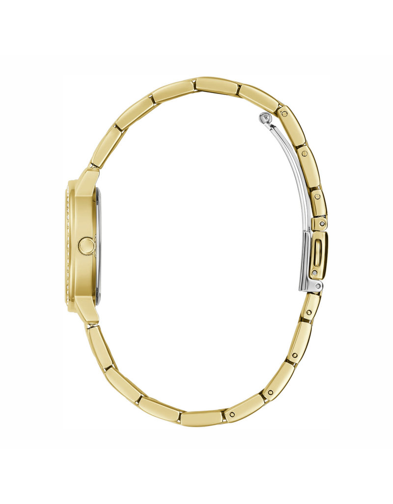 Guess Guess Dames Horloge GW0468L2 Staal met Geelgouden Plating Quartz  met Zilverkleurige Wijzerplaat en Zirkonia 32mm