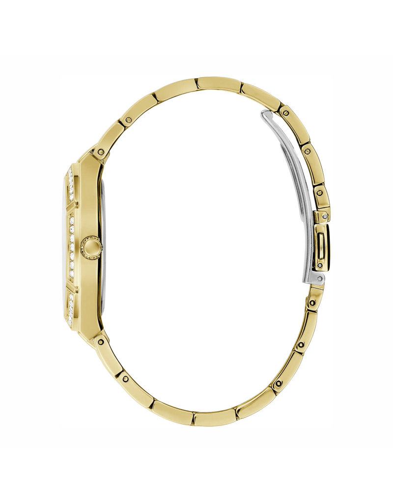 Guess Guess GW0033L2 horloge dames 34 mm staal goldplated gouden wijzerplaat met daaromheen diamant geslepen zirconia's