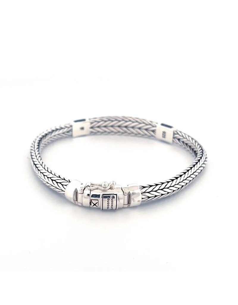 Buddha to Buddha BtB J152 D armband Ellen XS in 925 zilver met tijger oog blauw  in lengte 18 cm