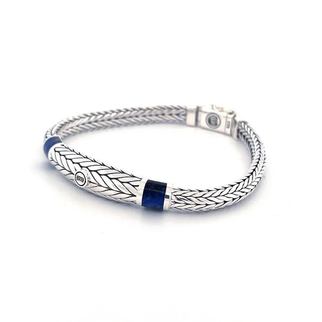 Buddha to Buddha Buddha to Buddha Armband J152 E Ellen XS  met Blauwe Tijgeroog Zilver Maat E