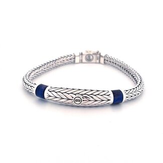 Buddha to Buddha Buddha to Buddha Armband J152 E Ellen XS  met Blauwe Tijgeroog Zilver Maat E