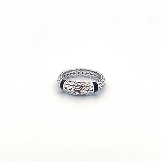 Buddha to Buddha Buddha to Buddha Ring 619 17 Ellen Stone Zilver met Tijgeroog navy Maat  17