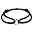 Blinckers Jewellery Huiscollectie BJ Armband 47.00287 14k Geelgoud Hart Satijn Zwart Koord