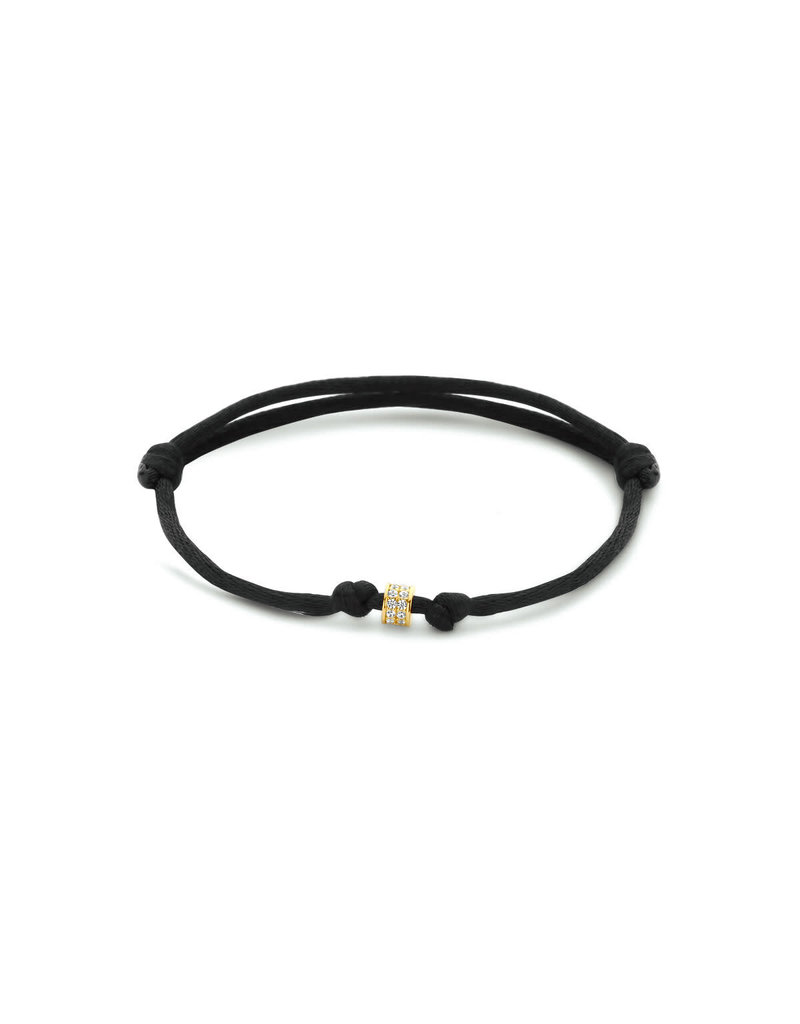 Blinckers Jewelry Huiscollectie BJ 4700288 Armband satijn zwart met 14k gouden element met zirkonia