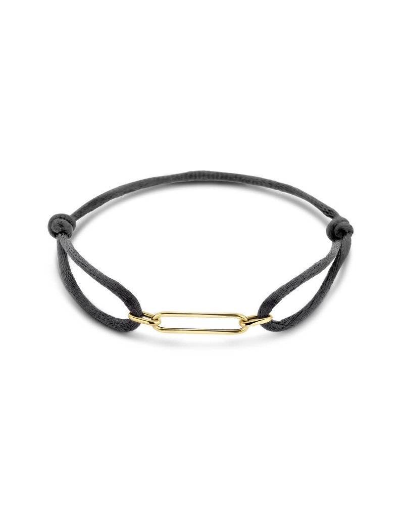 Blinckers Jewelry Huiscollectie BJ 4700300 Armband satijn zwart met 14k gouden element closed forever