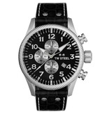 TW Steel TW Steel Horloge Heren VS110 Staal Chronograaf 48mm met Zwarte Wijzerplaat en Zwarte Croco Horlogeband