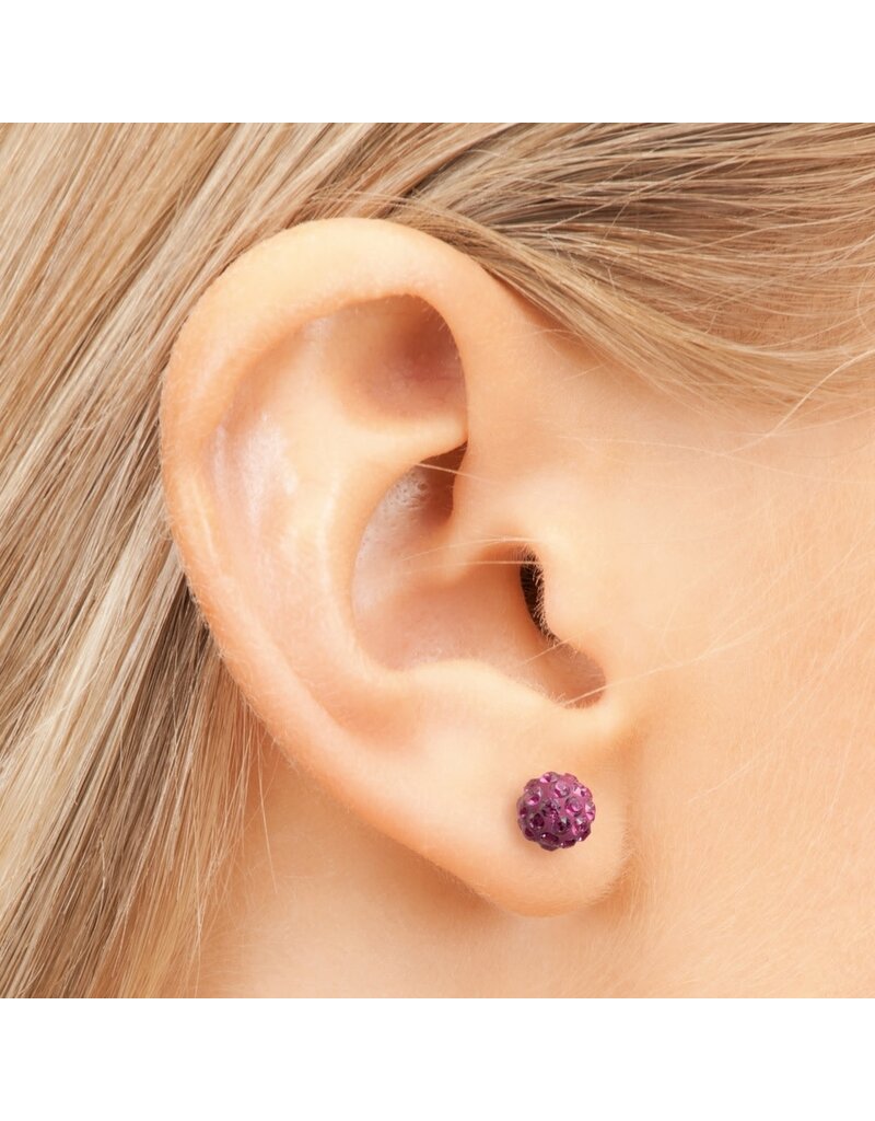 Tiny Tips TT-340WTiny Tips oorbellen met roze glitter bolletje