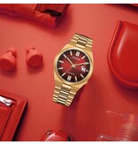 Citizen Citizen NJ0153-82X horloge heren automaat staal rosé plated met vintage rode wijzerplaat saffierglas incl. datum vergrootglas