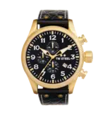 TW Steel TW Steel Horloge Heren VS115 met Geelgoude Plating kast Chronograaf en Zwarte Croco Horlogeband