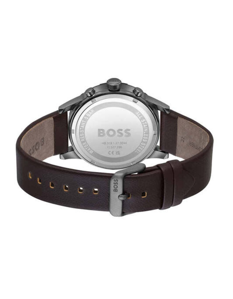 BOSS BOSS Horloge Heren HB1514030 Staal Chronograaf met Bruin Leren Horlogeband