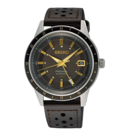 Seiko Seiko Horloge SSK013J1 Presage GMT met Bruine Leren Band