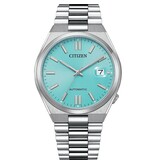 Citizen Citizen NJ0151-88M horloge heren automaat staal met stalen band licht blauwe sunray wijzerplaat met datum vergroootglas