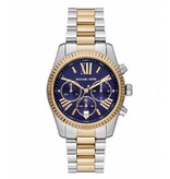 Michael Kors Michael Kors MK7218 Bicolor goud en zilver met donkerblauwe wijzerplaat