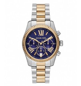 Michael Kors Michael Kors MK7218 Bicolor goud en zilver met donkerblauwe wijzerplaat