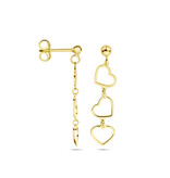 Blinckers Jewelry Huiscollectie BJ 4028935 oorbellen dames in 14 k goud model steker met daaraan 3 flexibele hartjes