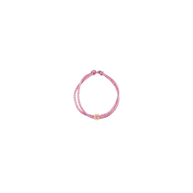 Vedder & Vedder Vedder & Vedder Amrband Lizzy Sparkle Donker Roze Zilver met Geelgouden Plating en Zirkonia Letter T