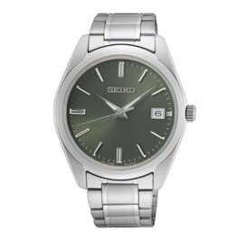 Seiko Seiko SUR527P1 horloge heren 40 mm  in staal met groene sunray wijzerplaat 10 atm/ 100 meter waterdicht met saffierglas