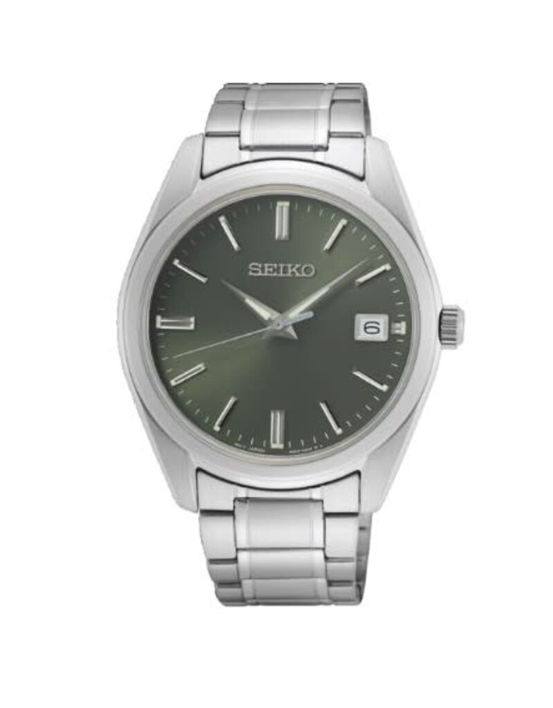 Seiko Seiko SUR527P1 horloge heren 40 mm  in staal met groene sunray wijzerplaat 10 atm/ 100 meter waterdicht met saffierglas