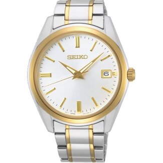 Seiko Seiko Horloge SUR312P1 Staal Bi-color Quartz Saffierglas 100m Waterdicht met Witte Wijzerplaat 40mm