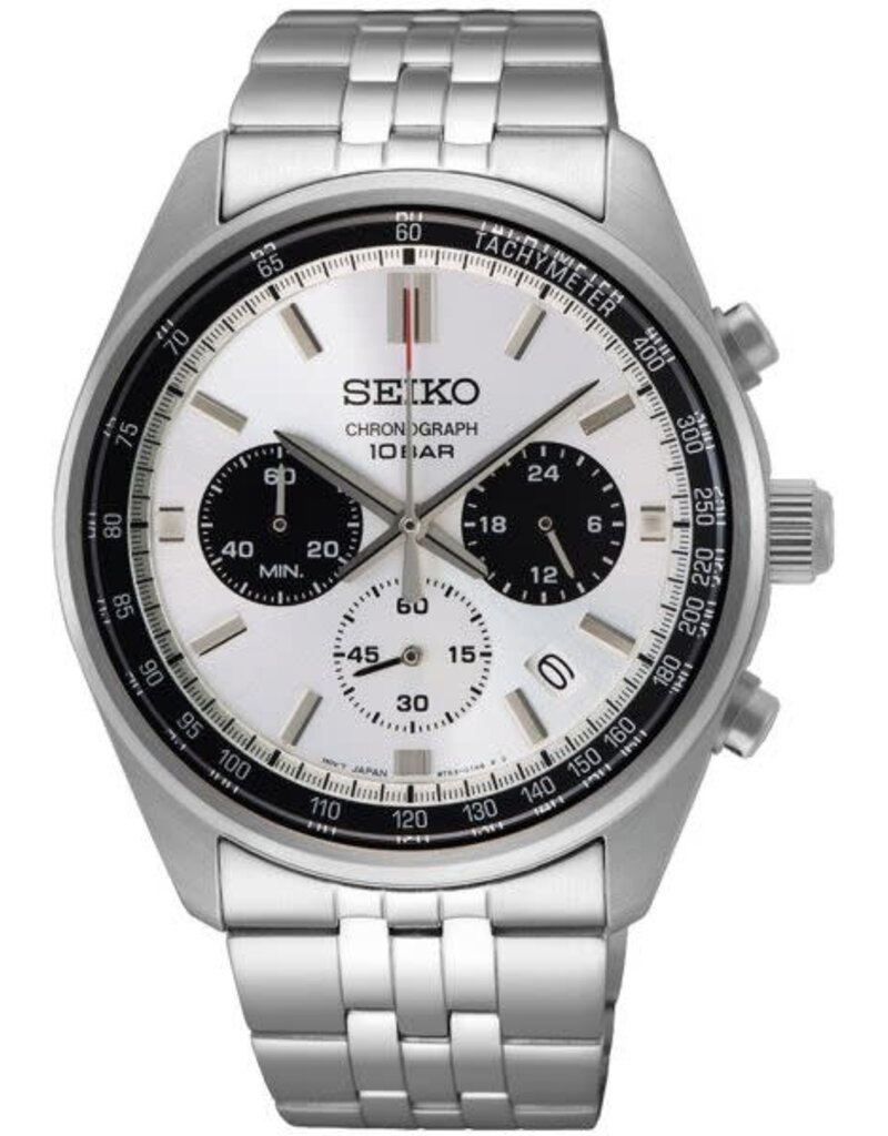 Seiko Seiko SSB425P1 horloge heren staal 42 mm chronograaf zilveren wijzerplaat met zwarte accenten