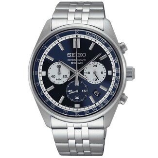 Seiko Seiko Horloge SSB427P1 Staal Quartz Chronograaf met Blauwe Wijzerplaat 42 mm