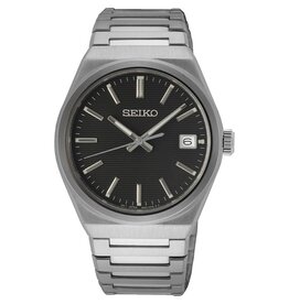 Seiko SEIKO SUR557P1 Heren horloge zilverkleurig met zwart gestreepte wijzerplaat