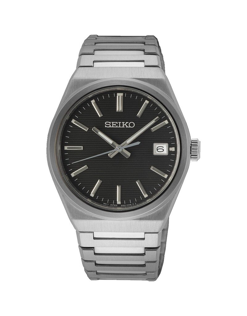 Seiko SEIKO SUR557P1 Heren horloge zilverkleurig met zwart gestreepte wijzerplaat