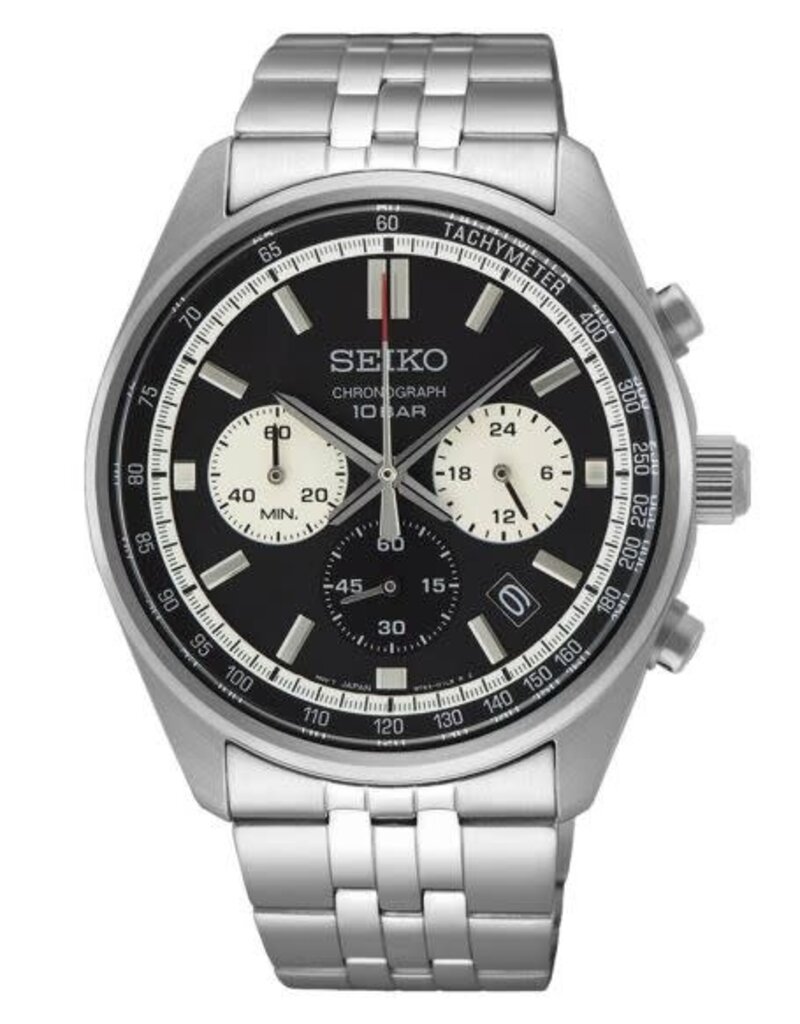 Seiko Seiko SSB429P1 horloge heren staal 42 mm chronograaf diep bzwarte wijzerplaat met zilveren accenten