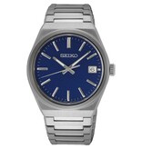 Seiko SEIKO SUR555P1 heren horloge zilverkleurig met een blauwe wijzerplaat