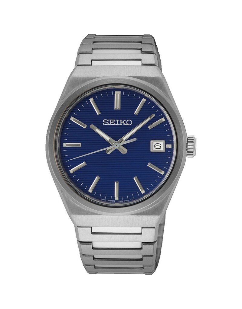 Seiko SEIKO SUR555P1 heren horloge zilverkleurig met een blauwe wijzerplaat