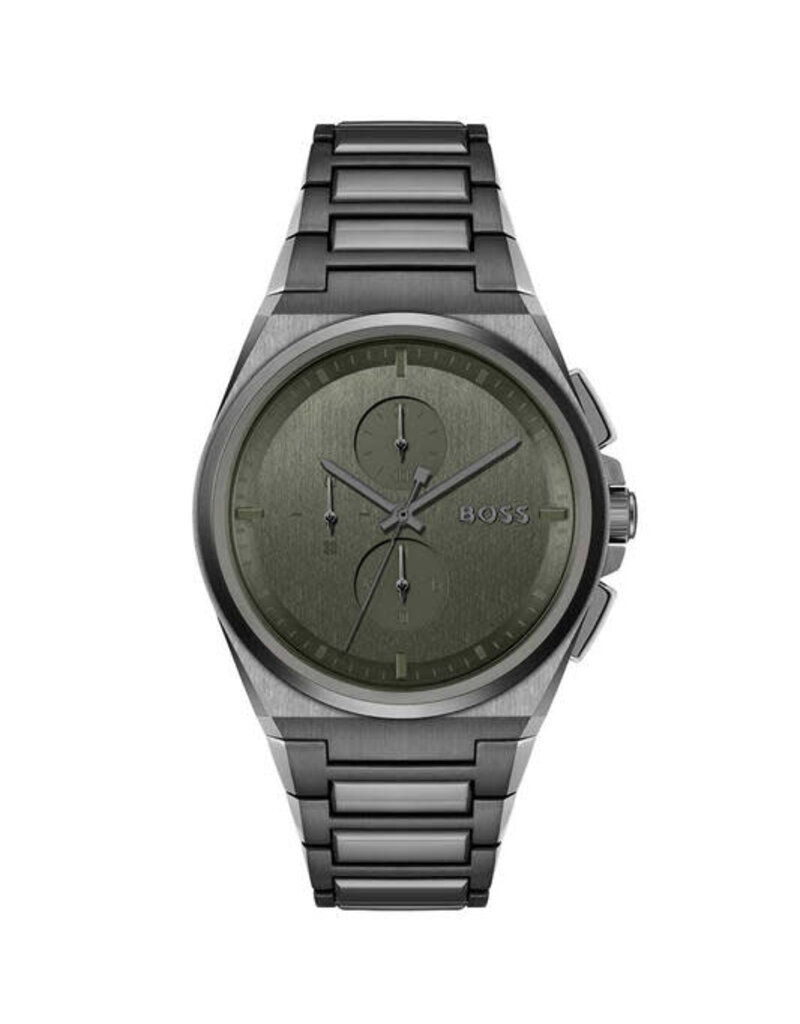 BOSS BOSS Heren Horloge HB1514045 Staal Gun Metal met Diep Groene Wijzerplaat