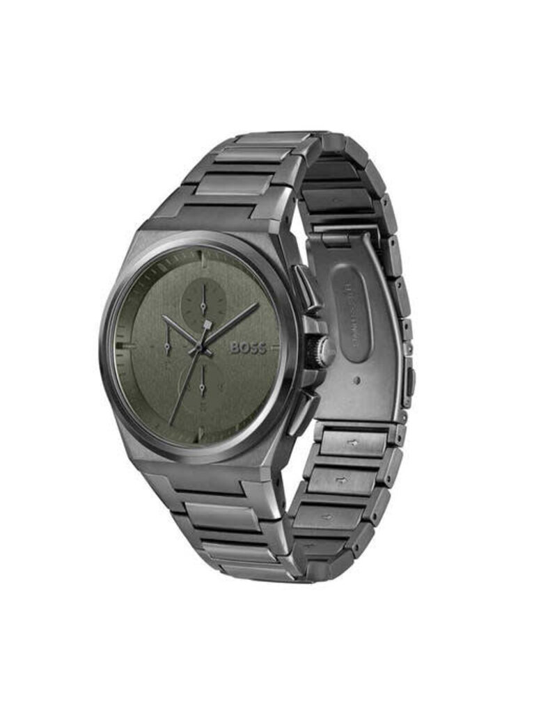 BOSS BOSS Heren Horloge HB1514045 Staal Gun Metal met Diep Groene Wijzerplaat