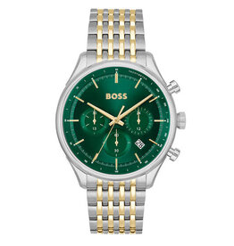 BOSS BOSS Heren Horloge HB1514081 Staal Bi-color Quartz Chronograaf Gregor met Groene Wijzerplaat 45mm