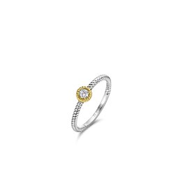 Ti Sento Milano TI SENTO Ring 12306ZY/54 zilver gedraaid design met vergulde zetting en zirkonia