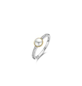 Ti Sento Milano Ti Sento Ring 12308YP/54 Zilver Bi-color met Parel en Zirkonia Maat 54