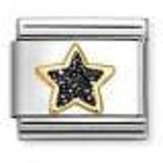 Nomination Nomination Schakel 030220-20 Composable Classic Staal met 18k Geelgouden Black Star Glitter